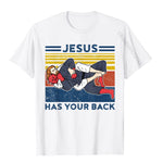 Jiu 2022 Jitsu Shirts Jesus Has Your Back Mens BJJ MMA Jujitsu