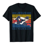 Jiu 2022 Jitsu Shirts Jesus Has Your Back Mens BJJ MMA Jujitsu