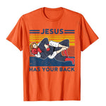 Jiu 2022 Jitsu Shirts Jesus Has Your Back Mens BJJ MMA Jujitsu