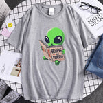 2022 Believe In Yourself Alien Is Reading Print Tshirt Man