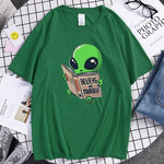 2022 Believe In Yourself Alien Is Reading Print Tshirt Man