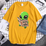 2022 Believe In Yourself Alien Is Reading Print Tshirt Man