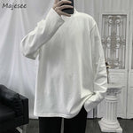 Men 2022 Long Sleeve T-shirts Solid Simple Mock Neck