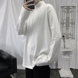 Men 2022 Long Sleeve T-shirts Solid Simple Mock Neck