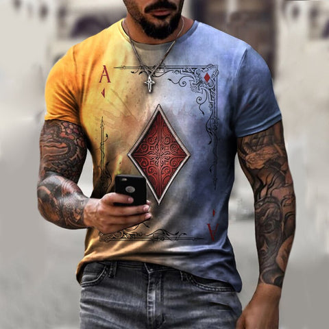 2022 3D Playing Cards Mens T Shirt New Summer